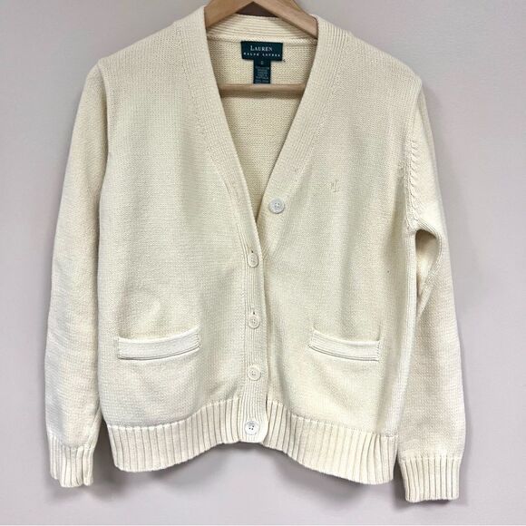 Ralph Lauren Cream Cardigan Sweater - Picture 1 of 6